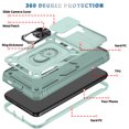 thumbnail image 2 of Design for Samsung Galaxy S23 Plus Phone Case with Camera Lens Sliding Cover Ring Holder Kickstand - Shockproof Heavy Duty Rugged Military Grade Bumper Protective Case for Women Men, Green, 2 of 11