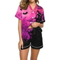 thumbnail image 2 of Kilaqueen Fall Pajamas for Women Halloween Pajamas Outfits Pumpkin Printed Short Sleeve Button Down Blouse Lounge Shorts Set Plus Size Sleepwear, 2 of 5