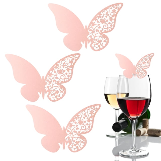 20 Tarjetas de Lugar de Mariposas, Forma de Mariposas Huecas, Copa de Vino, Tarjetas de Lugar, Postales, Centros de Mesa de Boda para Fiesta, Ceremonia, Reunión