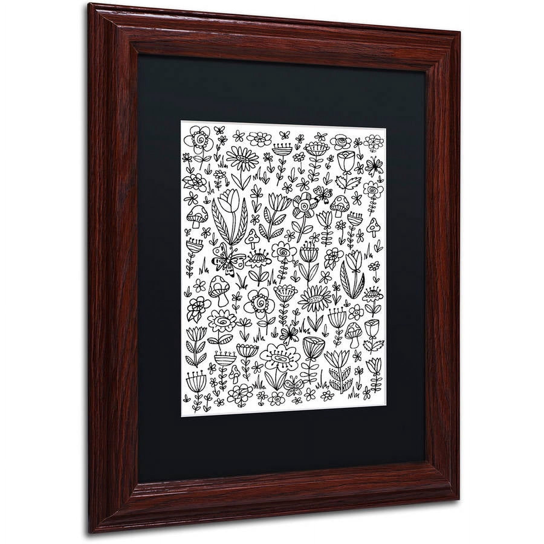 Trademark Fine Art "Small Flowers" Canvas Art by Elizabeth Caldwell, Black Matte, Wood Frame