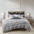 thumbnail image 1 of INK+IVY Rhea 100% Cotton Duvet Set Mid Century Modern Boho Design, All Season Comforter Cover Bedding Set, Matching Shams, King/Cal King, Geometric Clipped Jacquard Grey 3 Piece, 1 of 1