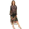 thumbnail image 4 of Sakkas Rina Women's Maxi Long Flounce Shirt Dress Floral Print Long Sleeves Button - 647 - S/M, 4 of 5