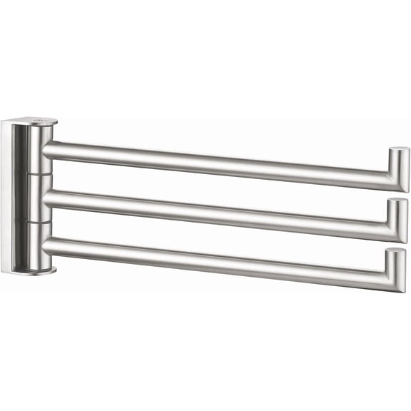 Brushed Nickel Swivel Towel Rack, 304 Stainless Steel Foldable Towel Bar with Three Swing Arm, Wall Mounted