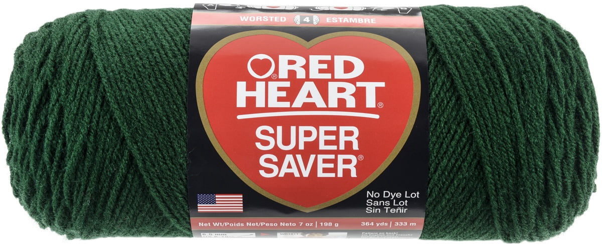 Red Heart Super Saver Yarn - Hunter Green, Multipack of 6