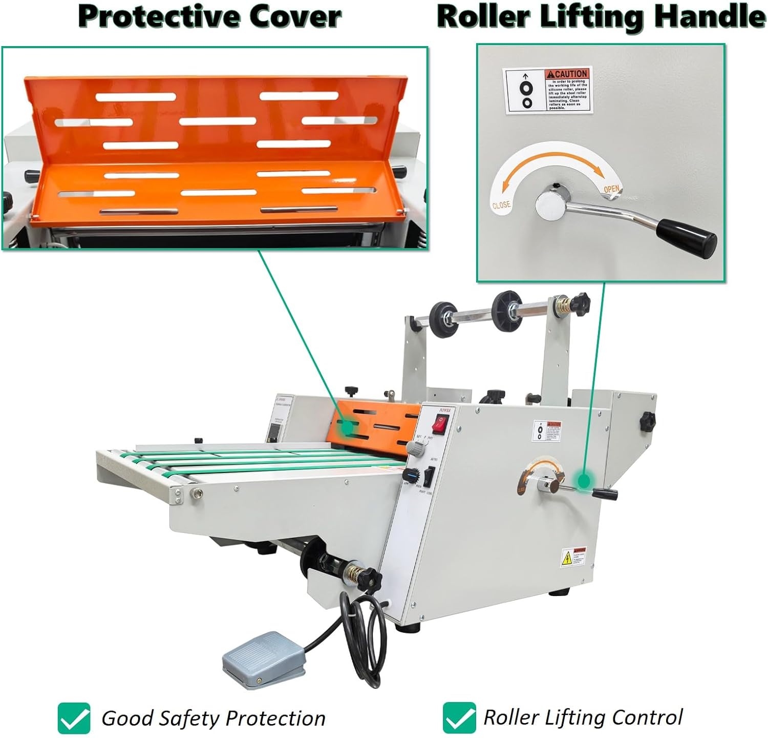 13"/350mm Electric Steel Roller Thermal Laminator Cold Laminating Machine Adjustable Speed 70-130°C