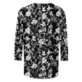 thumbnail image 3 of UPPADA Blouses à Manches 3/4 pour Femmes Grande Taille Imprimé Floral Teinture T-Shirts Décontractés Tendance Col Rond Confortables Chandail Tops Blouses Mignons Tops d'Été pour Femmes Tops à Manches 3/4 Économiseurs, 3 of 5
