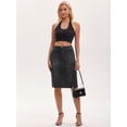 thumbnail image 3 of DARING DIVA Women's Slit Stretch Below Knee Length Denim Skirts Small Black, 3 of 7
