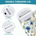 thumbnail image 3 of Yayeee 40oz Double-Wall Insulated Stainless Steel Tumbler with Handle Bottle, Blue Floral, 3 of 8