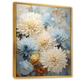 thumbnail image 2 of Designart "Blooming Mums In Blue And Gold Minimalism II" Mums Floater Framed Canvas Prints, 2 of 5