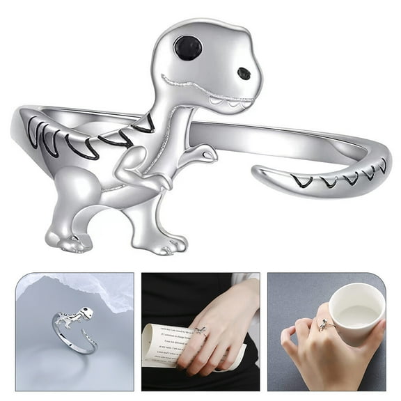 COSMOBETTY Silver Dinosaur Ring Cute Animal Jewelry Granddaughters 1Pack 0.79X0.79X0.31in