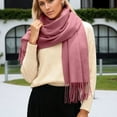 thumbnail image 4 of AWZXDE Women's Long Solid Color Fringe Design Scarf Casual Versatile Fashion for Side Draping Basic Style Warm Accessory Light Pink,One Size, 4 of 5