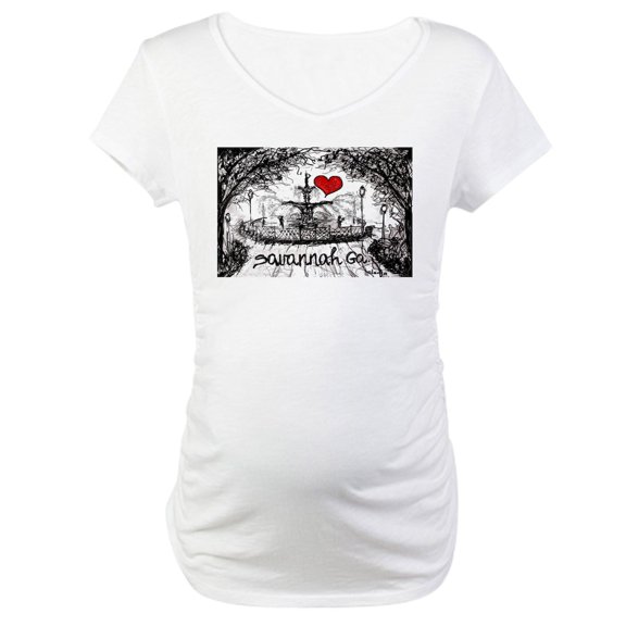 CafePress - I Love Savannah Ga Maternity T Shirt - Cotton Maternity T-shirt, Cute & Funny Pregnancy Tee
