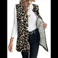 thumbnail image 1 of Chaleco Abierto con Estampado de Leopardo para Mujer, Chaqueta Vintage Sin Mangas Caqui L, 1 of 7