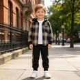 thumbnail image 6 of Futezty Toddler Boys Outfits Long Sleeve Plaid Prints Hoodie Jacket Tops and Pants Set 2 Pieces Kids Fall Winter Clothes 3T-7T, 6 of 7