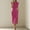 Hot Pink, variant on Oplxuo Women's Crew Neck Front Split Dresses Work Business Office Party Bodycon Pencil Sheath Dress Cap Sleeve Slit Dress