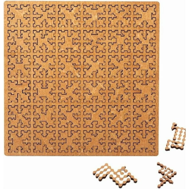 Casse-tête Plateau Fractal avec Design de Courbe de Hilbert, Casse-Tête en Bois à Réflexion Inverse pour Adultes, Jeu Casse-Tête Stimulant Sans Image pour le Cerveau