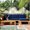 Natural Finish + Blue Cushions, variant on 5-Piece Wood Patio Sectional Furniture, Acacia Wood Outdoor Seating Set with Cushions, Patio Conversation Set Backyard Porch Sectional Sofa, Natural Finish   Blue Cushions