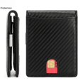 thumbnail image 1 of Monedero para hombre con cepillo antirrobo RFID, tarjetero para múltiples tarjetas, tarjetero para hombre, clip dorado de fibra de carbono, 1 of 5