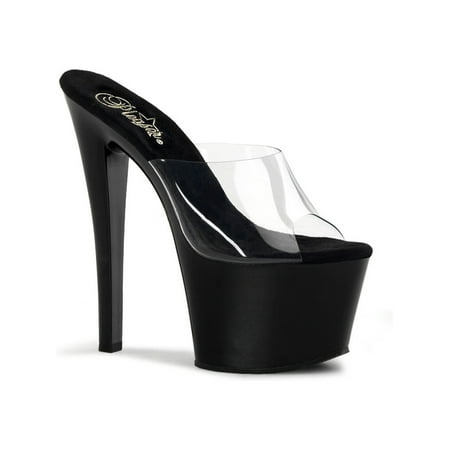 6 3/4 Inch Women's Sexy High Heel Shoes Mid Platform Sandal Black or Clear