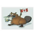 thumbnail image 1 of Canada Cutting Board, Pattern of a Cartoon Style Happy Beaver Holding a Beer Mug and a Flag, Decorative Tempered Glass Cutting and Serving Board, in 3 Sizes, by Ambesonne, 1 of 2