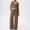Suit-320Coffee, variant on Two Piece Sets for Women V-Neck Wrap Crop Top & Wide Leg Pants Lounge Sets Tie Knot Long Sleeve Flowy Yoga Dance Casual Matching Outfits