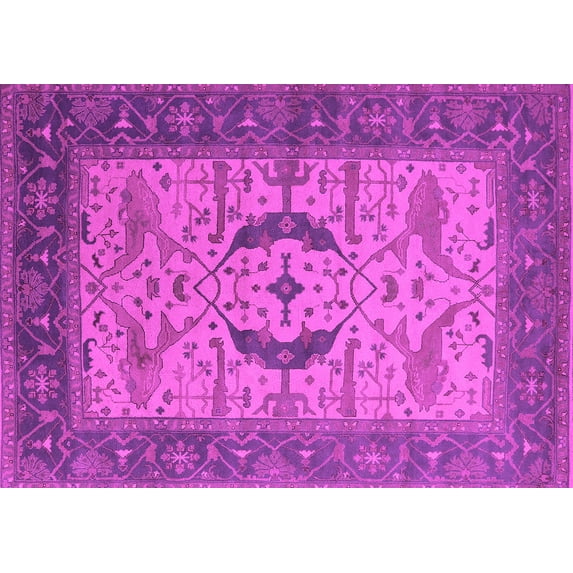 Ahgly Company Indoor Rectangle Oriental Pink Industrial Area Rugs, 2' x 5'