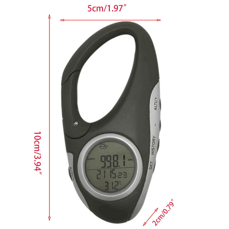 Digital Altimeter, 8 In 1 Handheld Electronic Altitude Gauge Thermometer  Barometer Carabiner Altimeter for Fishing 
