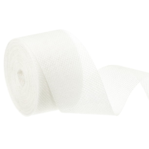 Cinta de yute Uxcell, cinta de poliéster para envolver regalos, decoración para el hogar y bodas, blanca