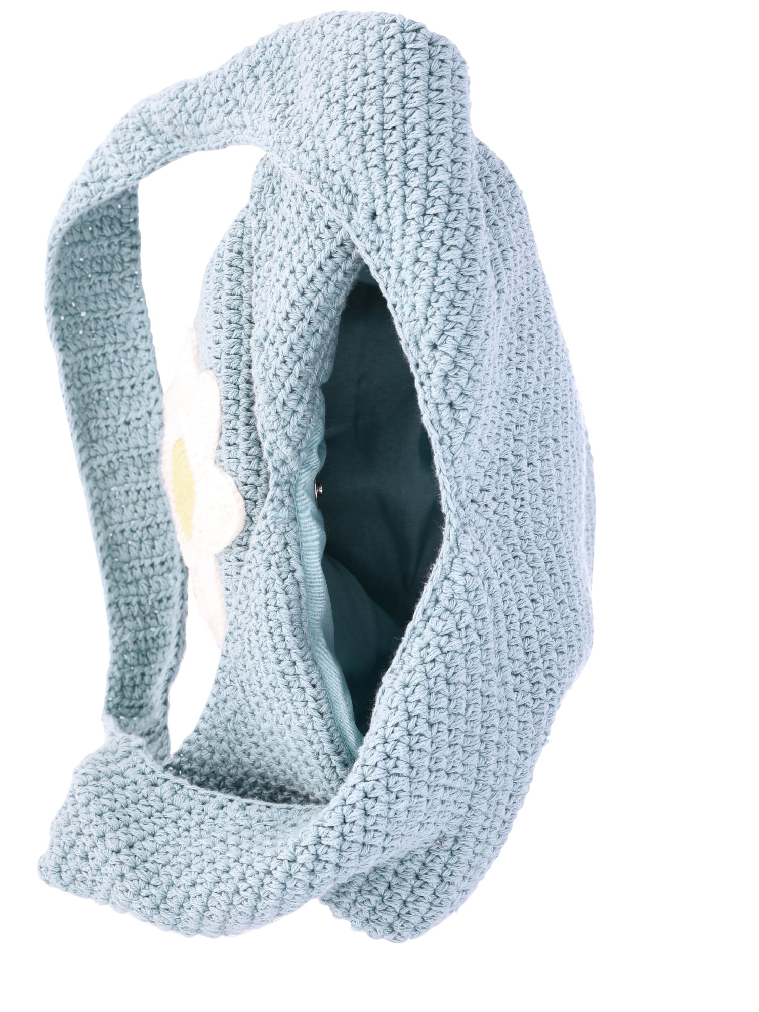 No Boundaries Festival Crochet Hobo Bag, Teal Daisy, Women's