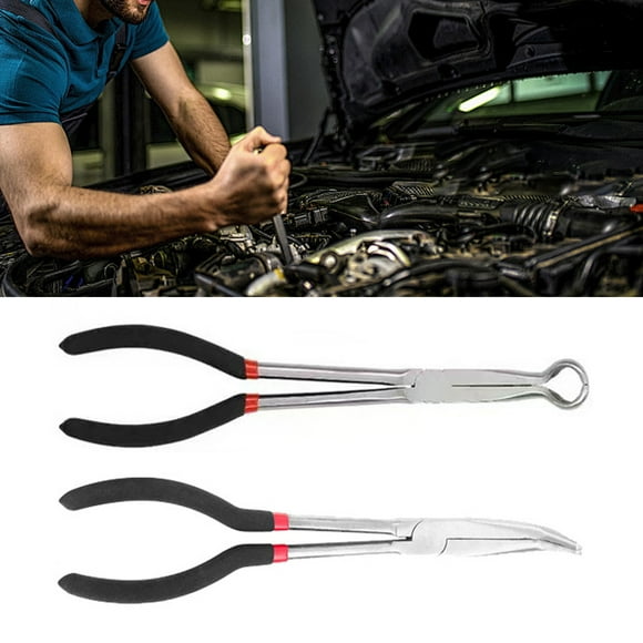 Needle 11'' Extra Long Reach Nose Pliers with 90-Degree Bent Head, 280 MM Long Nose Pliers with Non-Slip Handle