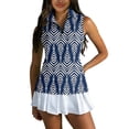 thumbnail image 2 of IYYVV Polo Shirts for Women Golf Workout Collared V Neck Sleeveless Top Zip Up Gym Tennis Shirt Active Summer Athletic Tops Blue XL, 2 of 7