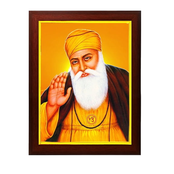 zig zag Guru Nanak Dev Ji Photo Frame For Wall hanging ,Temple , Table , Pooja Room (9.5 x 13.5 inches, Acrylic Glass)