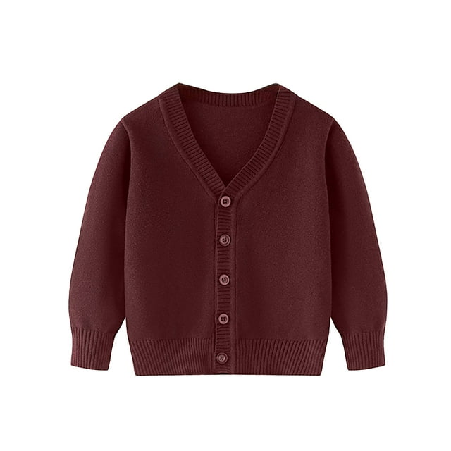 Liyamei Unisex Boy' Girls' Cardigans Sweater V Neck Long Sleeve Button Soild Knit Sweaters For 2 10 Years
