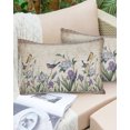thumbnail image 4 of Waterproof Outdoor Throw Pillows with Inserts 12"x20" Set of 2,Spring Flowers Decorative Pillowcases for Couch,Vintage Floral Leaves Birds Pastoral Botanical Pillow Covers for Sofa Living Room, 4 of 8
