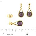 thumbnail image 2 of 18Kt Yellow Gold Round Faceted Amethyst Drop Dangle Post Earrings (16mm X 6mm) 0.60 inch, 2 of 3