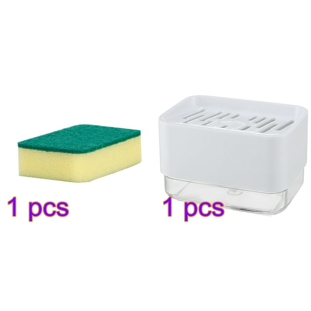 2PCSSponge Holder Soap Press Pump Box Home Kitchen Cleaning Sponge 5 Dishwashing Sponge Soap Dispenser Case Container