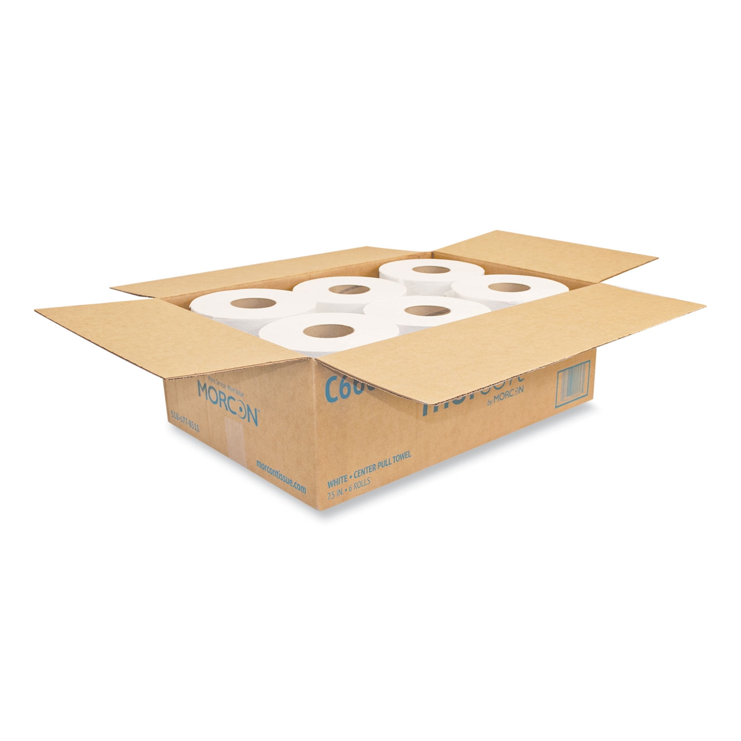 Morcon Tissue Morsoft Center-Pull Roll Towels, 7.5" dia., White, 600 Sheets/Roll, 6 Rolls/Carton -MORC6600