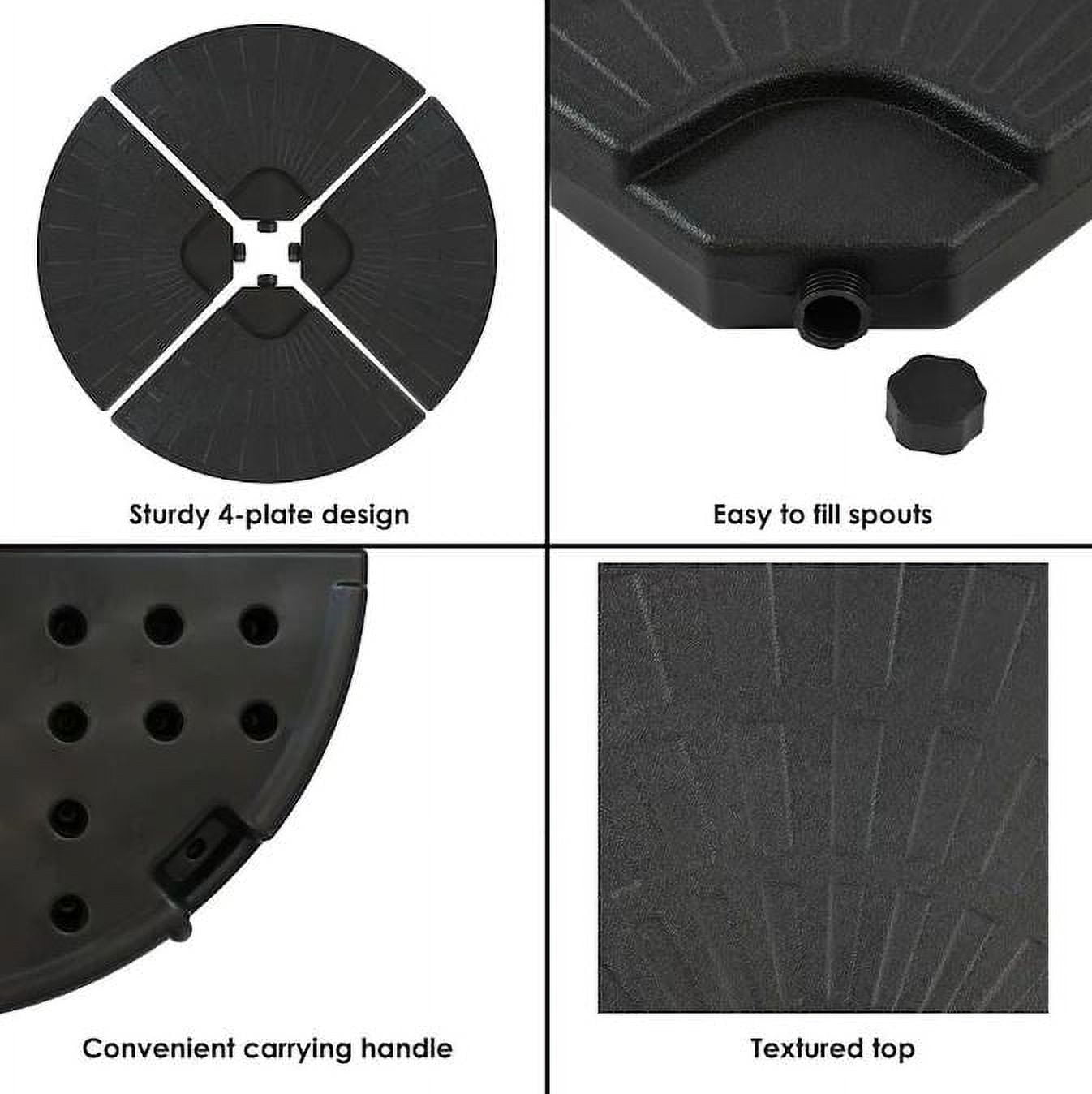 VTOY 4-Piece Cantilever Offset Patio Umbrella Base Stand, Fills Up to 160lbs Sand or Water Circle Patio Umbrella Stand Black
