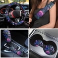 thumbnail image 3 of Yuyamidu Hummingbird Car Seat Cover Set with Floor Mats Purple Rose Steering Wheel Cover Seat Belt Strap Pads Cup Holder Gear Shift Knob Cover Set, 15 Pack, 3 of 6