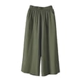 thumbnail image 3 of RUTAYY Women's Capri Pants Casual Solid Color Wide Leg Summer Loose Fit Comfortable Elastic Waist Everyday Wear Trendy Travel Trousers, 3 of 4
