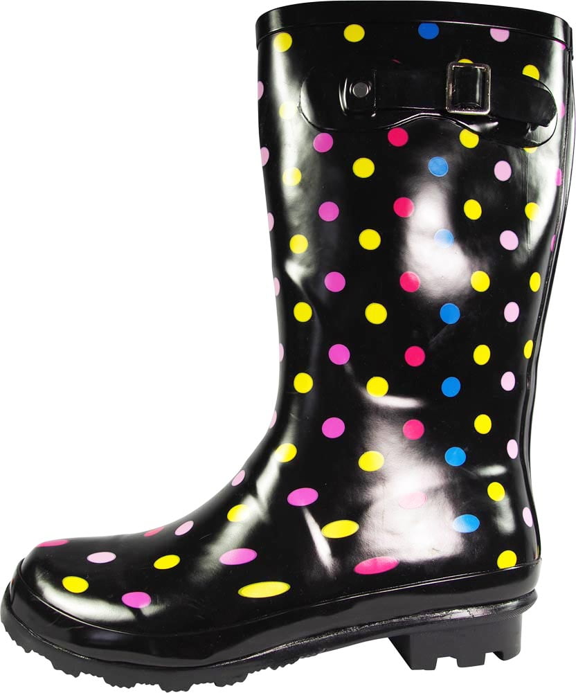 Norty Women's Hurricane Rain Boots – Waterproof Mid-Calf Length 11 inch Rubber Winter Spring and Garden Boots - runs a 1/2 size large