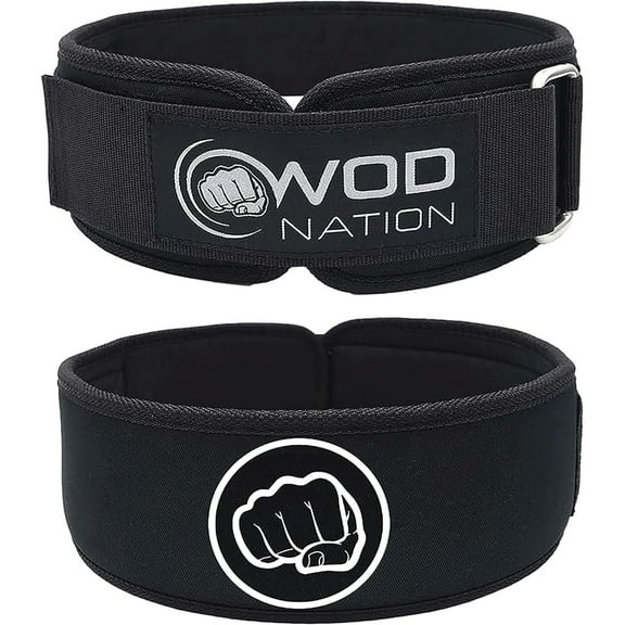 WOD Nation 4" Pro Weight Lifting Belt for Men and Women, Firm Support Nylon Waist Belt for Deadlifts, Squats, Weightlifting, Adjustable Lever Gym Belt, Lifting Accessories, Medium - 32-35" Waist