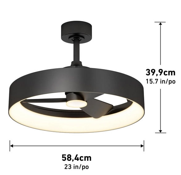 Artika Austin 23" LED Chandelier Ceiling Fan Fandelier, Black
