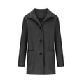 thumbnail image 4 of Wyobmus Women's Single Breasted Peacoat Plus Size Jcaket Wool Blend Stand Collar Mid Long Trench Coat Black, 4 of 6