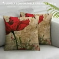 thumbnail image 3 of ONETECH  Flower Pillow,Home Decorative Throw Pillow Cover Red Poppy Flower Beige Floral Waist Lumbar Cotton Linen Throw Pillow case Cushion Cover, 3 of 5