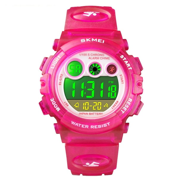 Reloj deportivo impermeable para niños Reloj de pulsera con alarma con luz de fondo y esfera redonda para niños Scienceny EL4551-05