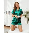 thumbnail image 5 of Women's Pajama Sets Satin Sleepwear Button Down Short Sleeve Pj Silk Tops and Shorts 2-Piece Loungewear, 5 of 11