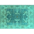 thumbnail image 1 of Ahgly Company Indoor Rectangle Oriental Turquoise Blue Traditional Area Rugs, 2' x 3', 1 of 4