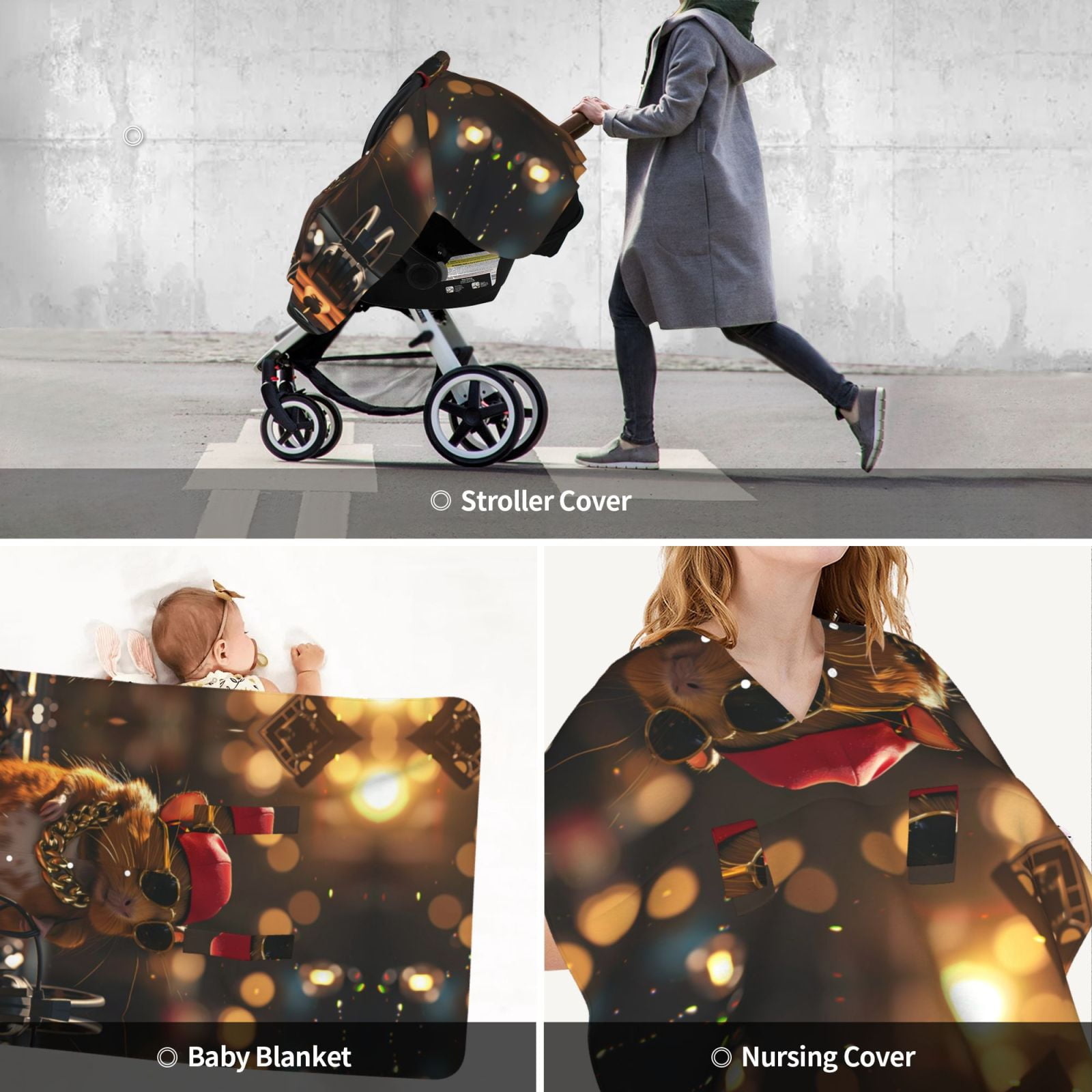 Car Seat Cover Baby - Hip-Hop Guinea Pig. Breathable Infant Car Seat Cover for Baby Carseat, Lightweight Comfort Baby Essentials Must Haves Newborn Stuff for Girl Boy
