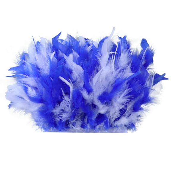 2-Meter Turkey Feather Fringe Trim, 4-6 inch Wide Natural Fluffy Feathers for Costumes, Party Decor, Wedding Accessories and DIY Crafts